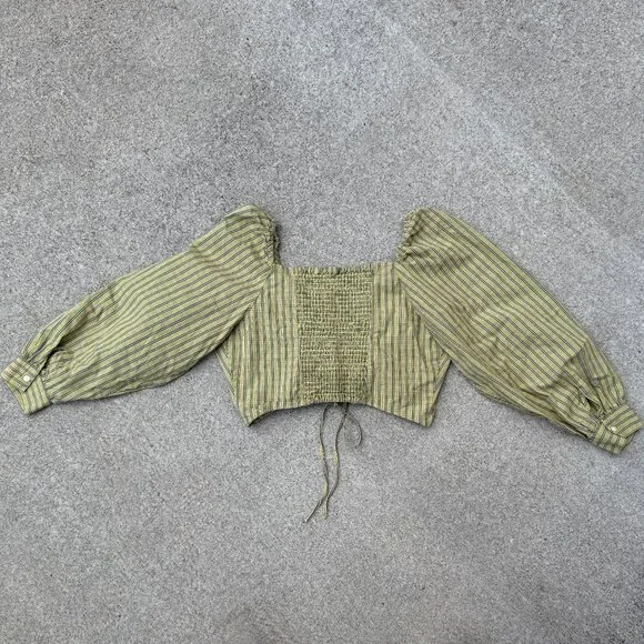 Levi's Devin Plaid Crop Long Sleeve Blouse Top Zelda Plaid Weeping Willow- Large - Picture 8 of 9